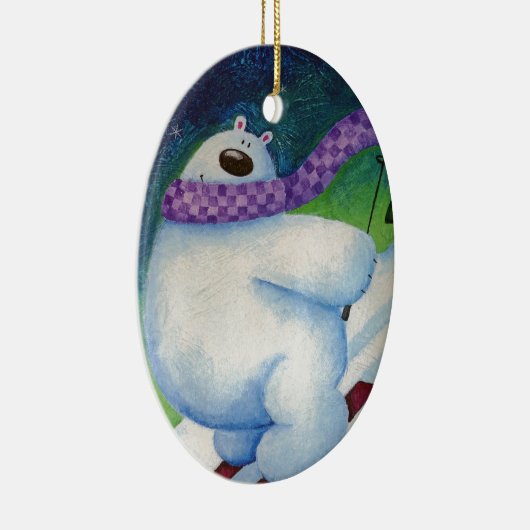 Skiing Polar Bear Keramikornament (Rechts)