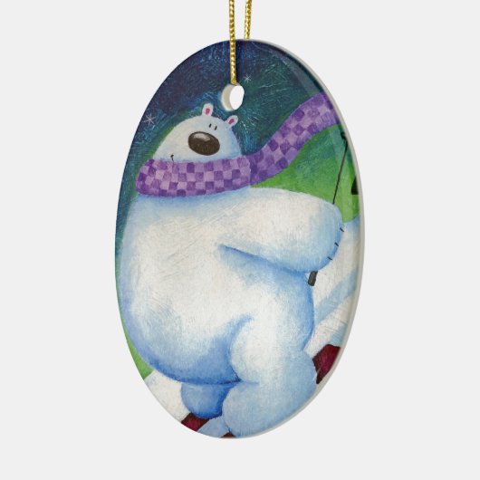 Skiing Polar Bear Keramikornament (Links)