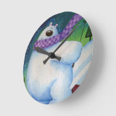 Skiing Polar Bear Runde Wanduhr (Winkel)