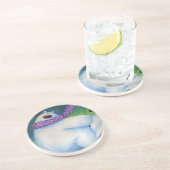 Skiing Polar Bear Sandstein Untersetzer (Seite)