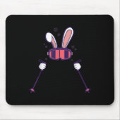 Skiing Rabbit Ski Poles Ski Goggles Easter Bunny Mousepad (Vorne)