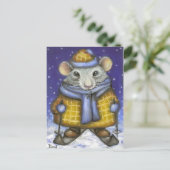 Skiing Rat Postkarte (Stehend Vorderseite)