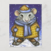 Skiing Rat Postkarte (Vorderseite)