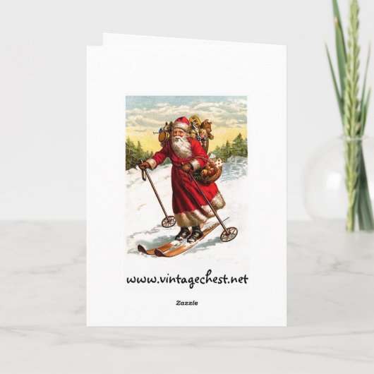 Skiing Santa Claus Feiertagskarte (Rückseite)