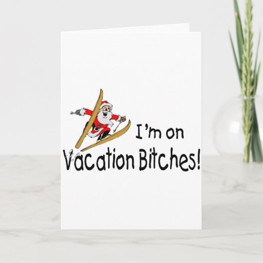 Skiing Santa Feiertagskarte (Vorderseite)