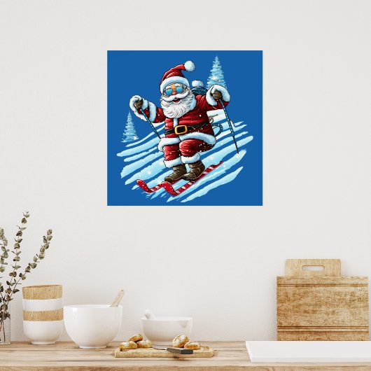 Skiing Santa Poster (Küche)