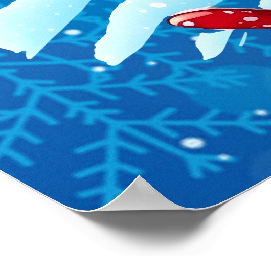 Skiing Santa Poster (Ecke)