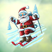 Skiing Santa Window Cling Fensteraufkleber (Blatt 3)