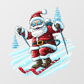 Skiing Santa Window Cling Fensteraufkleber (Blatt)