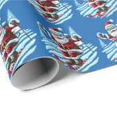 Skiing Santa Wrapping Paper Geschenkpapier (Rolleneckpunkt)