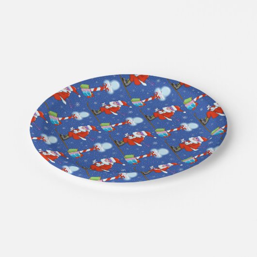 Skiing Santas Weihnachtsbuch Teller (Schrägansicht)