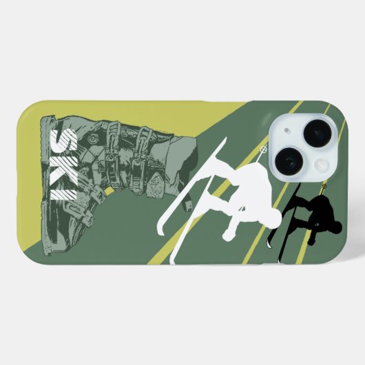 Skiing Ski Boot Army Green iPhone Case (Rückseite (Horizontal))