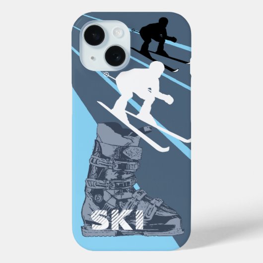 Skiing Ski Boot Blue iPhone Case (Rückseite)
