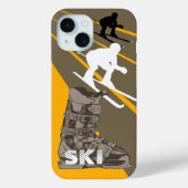 Skiing Ski Boot Brown iPhone Case (Rückseite)