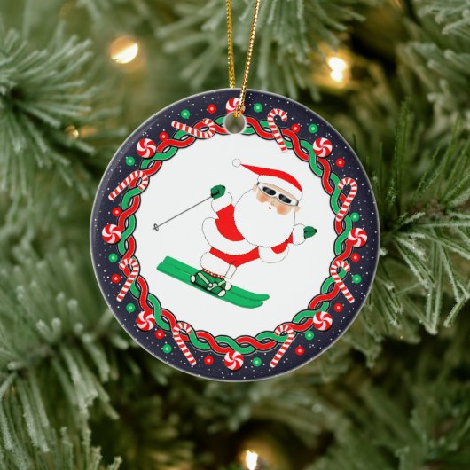 Skiing Skier Holiday Gift Keramik Ornament (Baum)