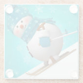 Skiing Snowman Glasuntersetzer (Rückseite)