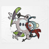 Skiing Snowman in Wooly Weihnachtshut Cartoon Fleecedecke (Vorderseite (Horizontal))