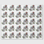 Skiing Snowman WeihnachtsHat Cartoon Große Wiederh Geschenkpapier (Flach)