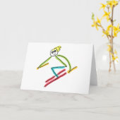 Skiing Stickman Karte (Gelbe Blume)