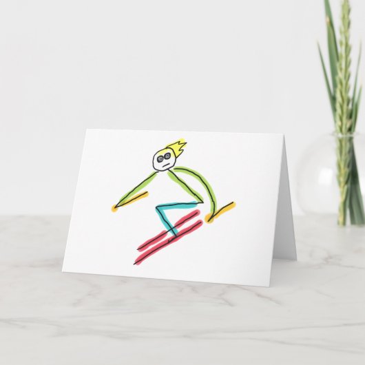 Skiing Stickman Karte (Vorderseite)