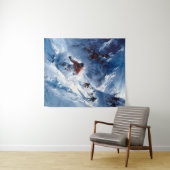 Skiing Tapestry Wandteppich (Beispiel (Horizontal))