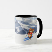 Skiing - Teddy Bear Skier on snow Personalize Tasse (VorderseiteRechts)