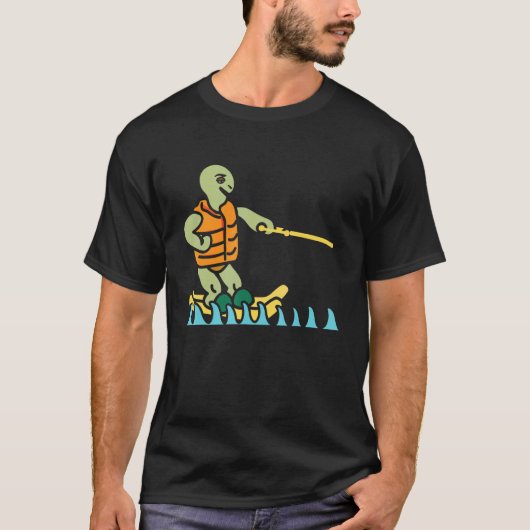 Skiing Turtle Tortoise Skier Summer Sport Waterski T-Shirt (Vorderseite)