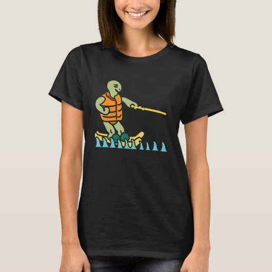 Skiing Turtle Tortoise Skier Summer Sport Waterski T-Shirt (Vorderseite)