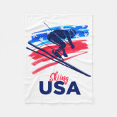 Skiing Usa Support The Team Shirt Usa Flag Skiing  Fleecedecke (Vorderseite)