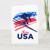 Skiing Usa Support The Team Shirt Usa Flag Skiing Karte (Vorderseite)