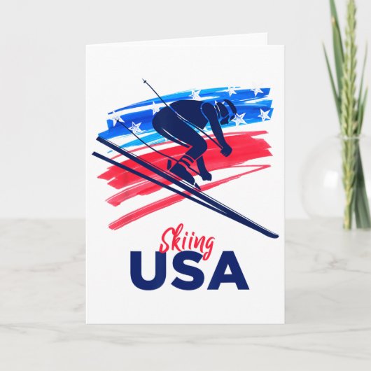 Skiing Usa Support The Team Shirt Usa Flag Skiing Karte (Vorderseite)