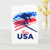 Skiing Usa Support The Team Shirt Usa Flag Skiing Karte (Gelbe Blume)