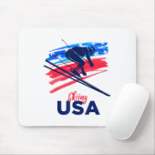 Skiing Usa Support The Team Shirt Usa Flag Skiing Mousepad (Mit Mouse)