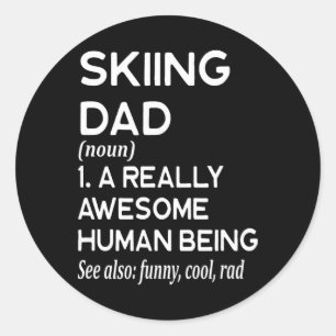 Skiing-Vater-Definition - Ski Skifahren Skifahrer Runder Aufkleber
