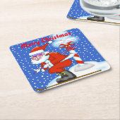 Skiing Weihnachten Untersetzer (angewinkelt)