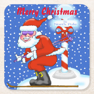 Skiing Weihnachten Untersetzer