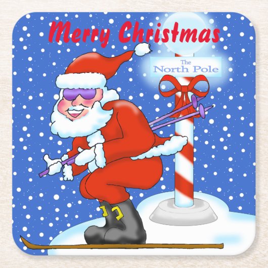 Skiing Weihnachten Untersetzer (Vorderseite)