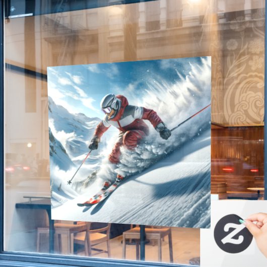 Skiing Window Clying Fensteraufkleber (Café-Fenster)