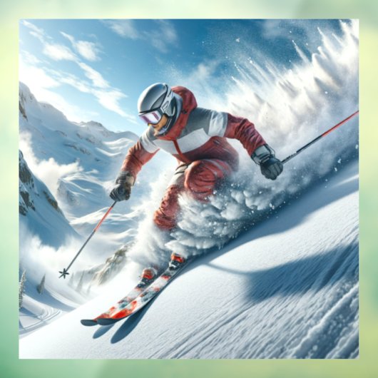 Skiing Window Clying Fensteraufkleber (Blatt 3)