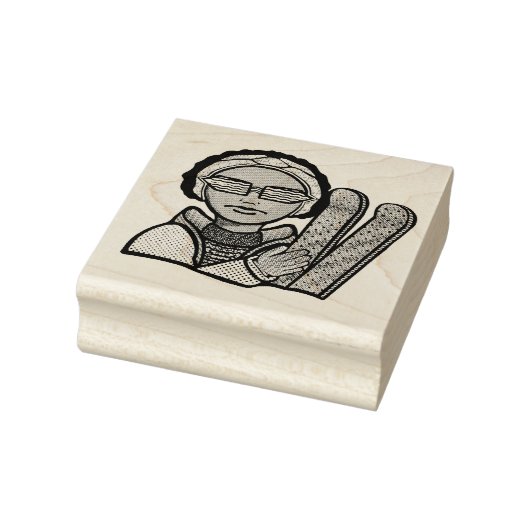 Skiing winter gummistempel (Stempel)