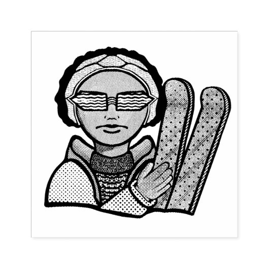 Skiing winter gummistempel (Prägung)