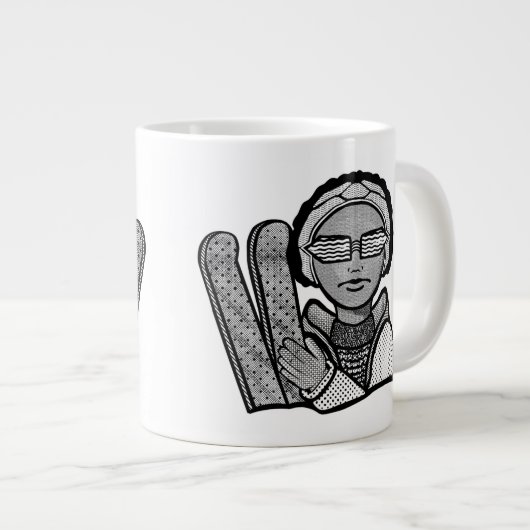 Skiing winter Jumbo-Tasse (Vorderseite Rechts)