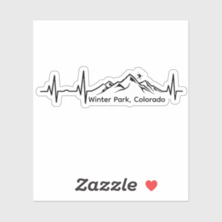 Skiing Winter Park Heartbeat Aufkleber