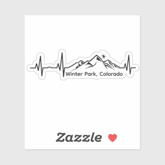 Skiing Winter Park Heartbeat Aufkleber (Blatt)