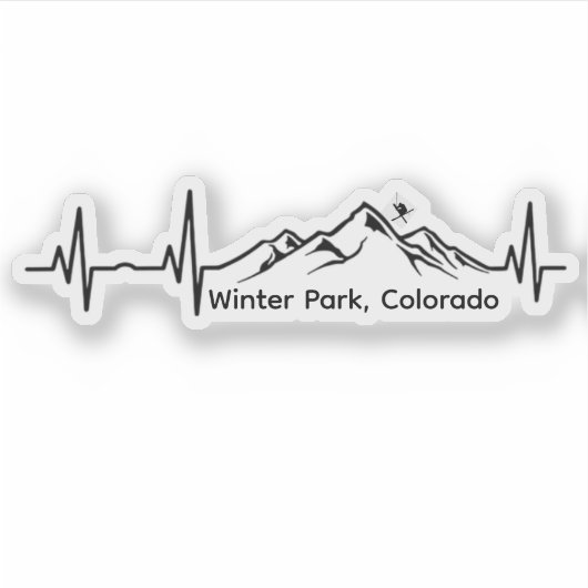 Skiing Winter Park Heartbeat Aufkleber (Vorderseite)