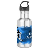 Skiing with Skier Silhouette personalize Edelstahlflasche (Vorderseite)