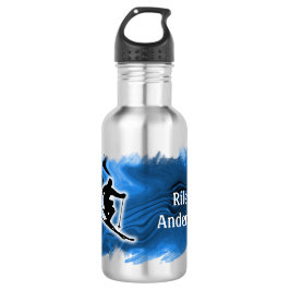 Skiing with Skier Silhouette personalize Edelstahlflasche