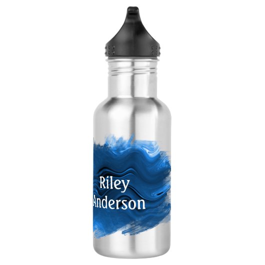 Skiing with Skier Silhouette personalize Edelstahlflasche (Rechts)