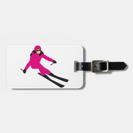 skiing woman gepäckanhänger (Vorderseite horizontal)