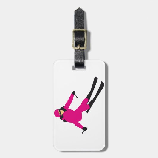 skiing woman gepäckanhänger (Vorderseite vertikal)